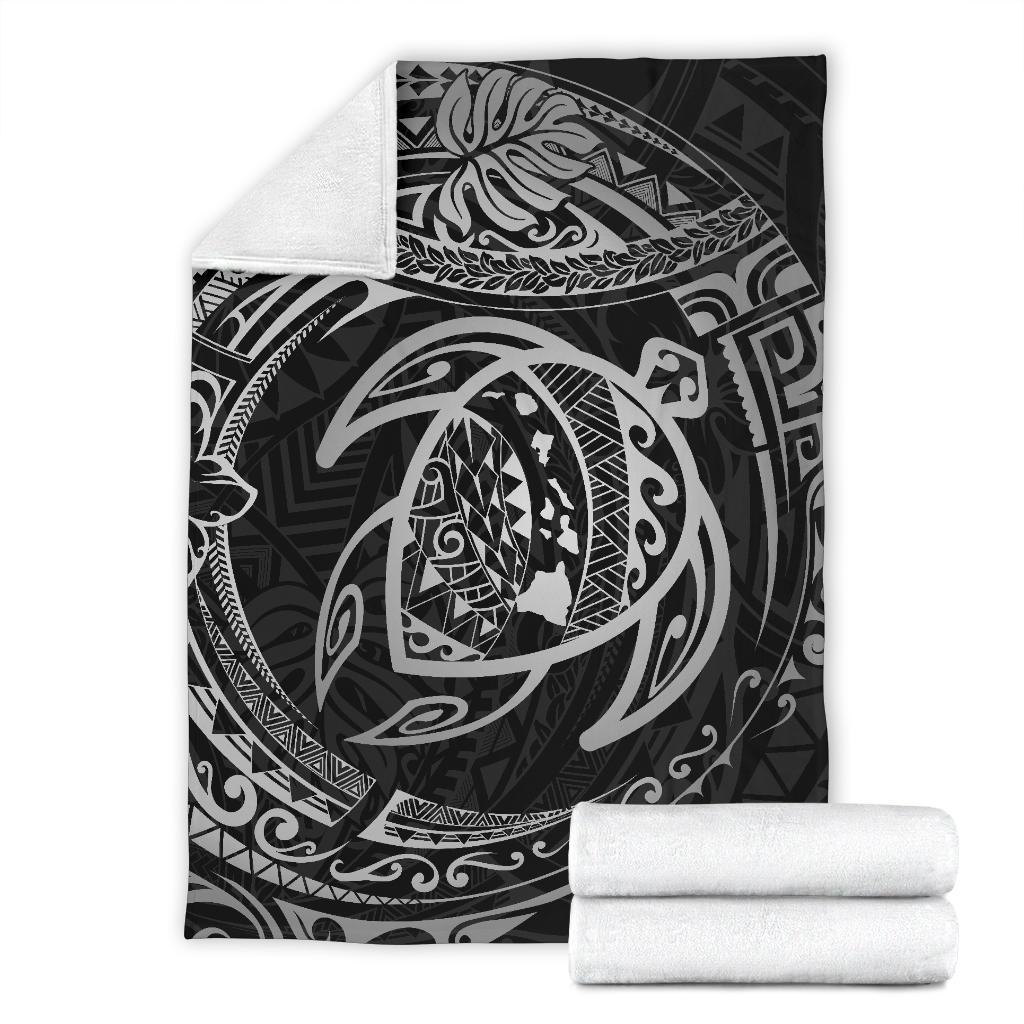 Hawaiian Turtle Polynesian White Premium Blanket - Polynesian Pride