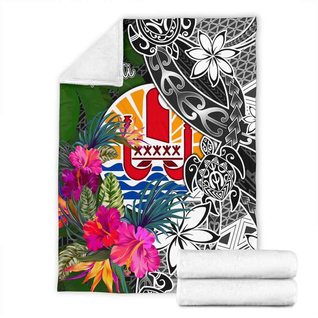 Tahiti Premium Blanket - Turtle Plumeria Banana Leaf - Polynesian Pride