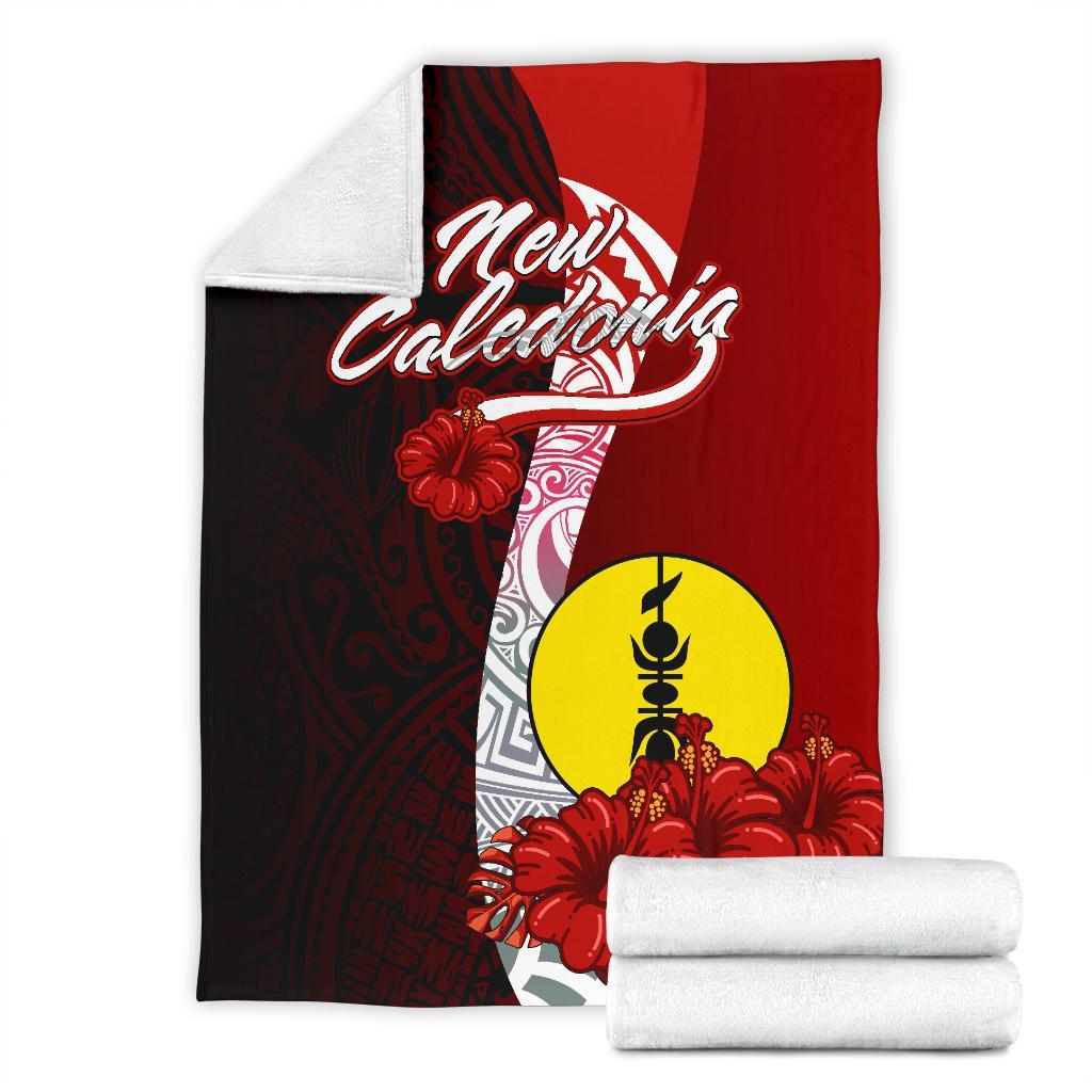 New Caledonia Polynesian Premium Blanket - Coat Of Arm With Hibiscus - Polynesian Pride