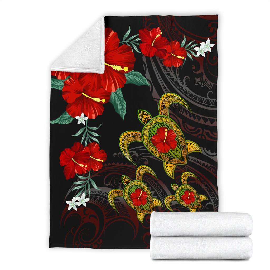 Hawaii Turtle Hibiscus Polynesian Premium Blanket - Adela Style - AH - Polynesian Pride