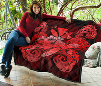 Hawaii Turtle Wave Polynesian Premium Quilt - Hey Style Red - Polynesian Pride