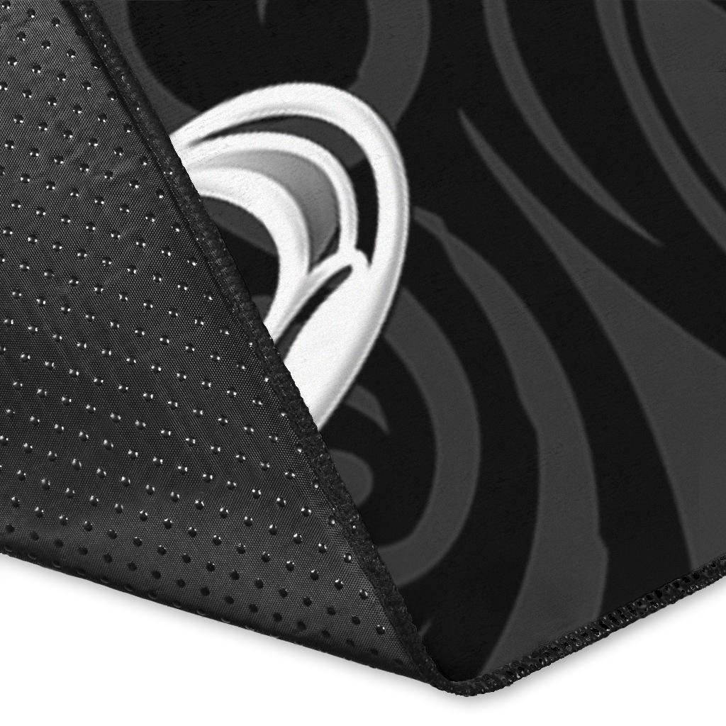 Papua New Guinea Area Rug - PNG Seal Polynesian Patterns Plumeria (Black) - Polynesian Pride