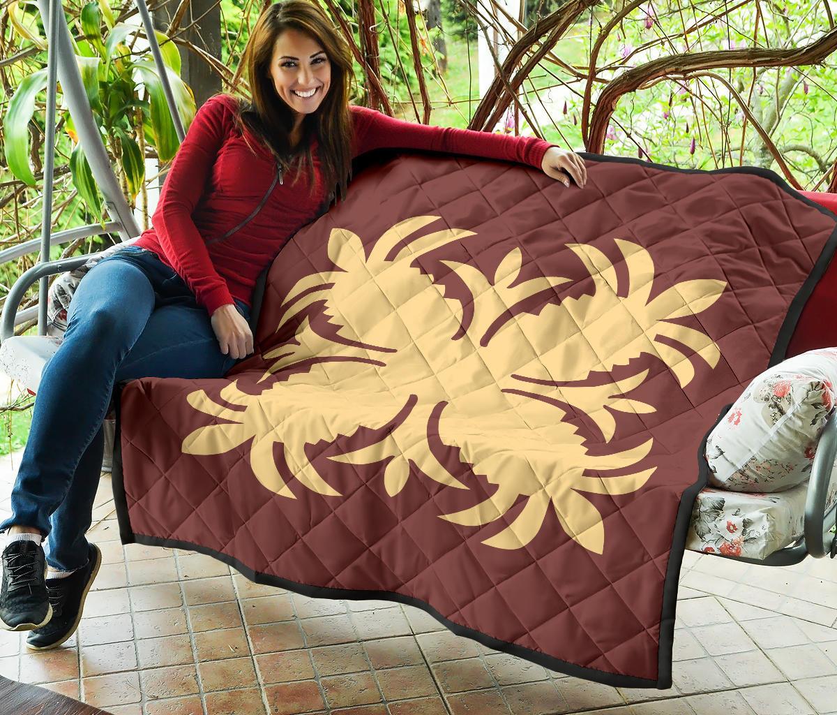 Hawaiian Premium Quilt Royal Pattern - Coral - A2 Style - Polynesian Pride