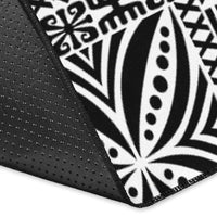 Polynesian Area Rug - Pink Hibiscus Flower With Hawaiian Tribal Motifs - Polynesian Pride