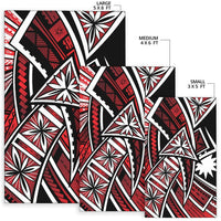 Nauru Area Rug - Tribal Flower Special Pattern Red Color - Polynesian Pride