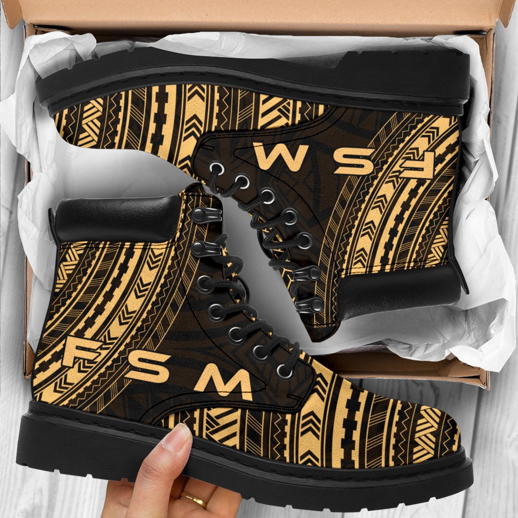 Federated States Of Micronesia Leather Boots - Polynesian Gold Chief Version - Polynesian Pride