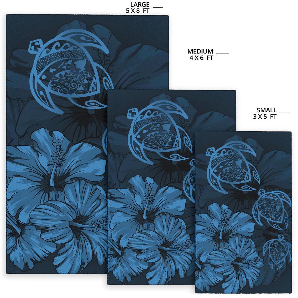 Hawaiian Map Hibiscus Flowers Vintage Polynesian Rug AH - Polynesian Pride