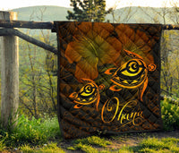 Hawaii Turtle Ohana Hibiscus Poly Premium Quilt Yellow - Polynesian Pride