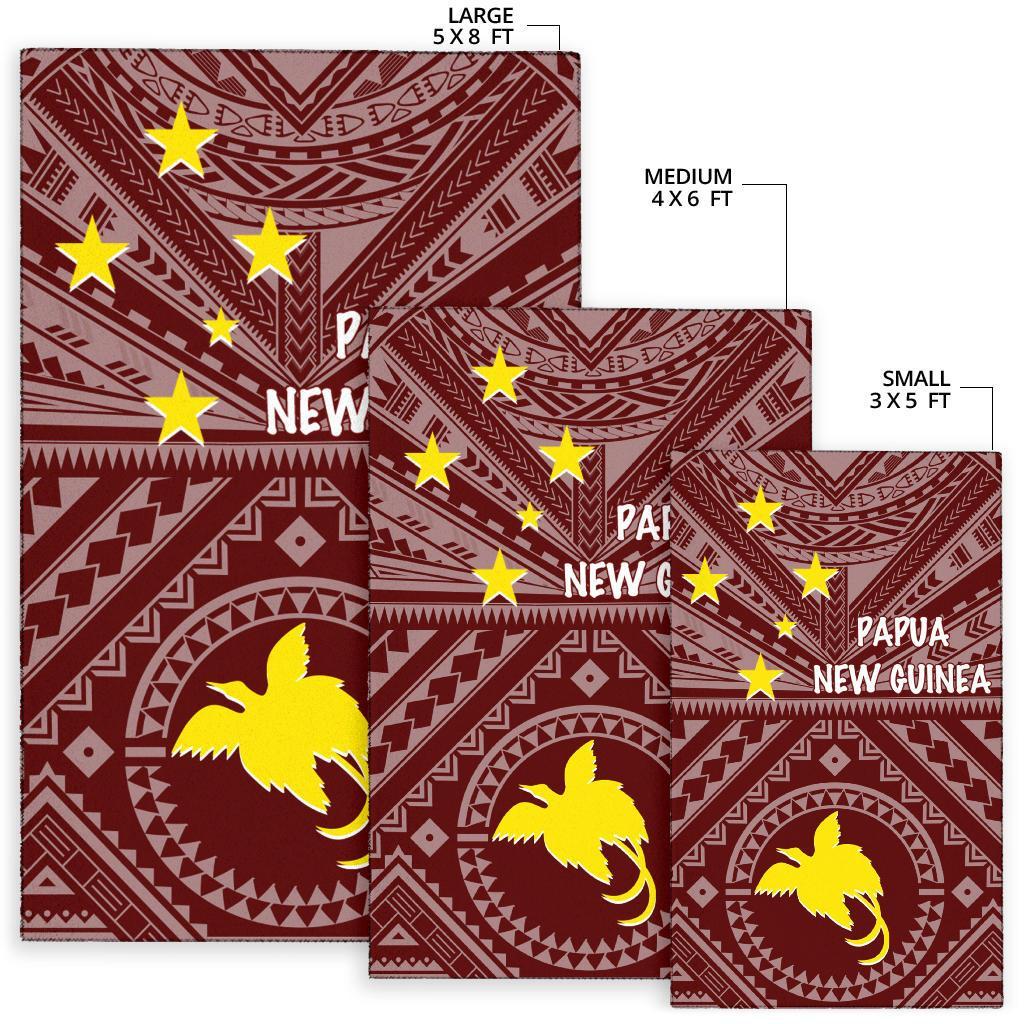 Papua New Guinea Area Rug - Flag With Polynesian Patterns (Red) - Polynesian Pride