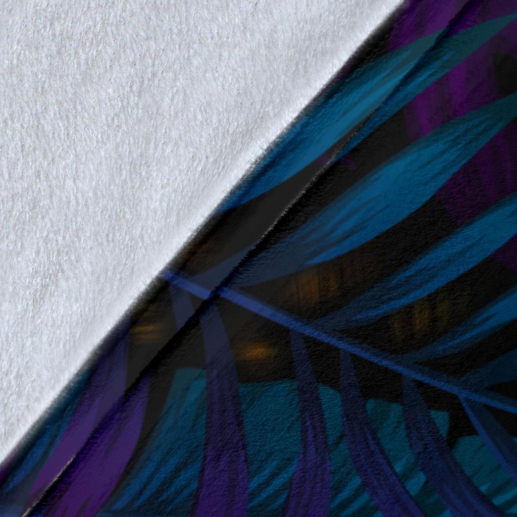 Hawaii Lauhala Hibiscus Polynesian Tropical Blue Premium Blanket - Wake Style - AH - Polynesian Pride