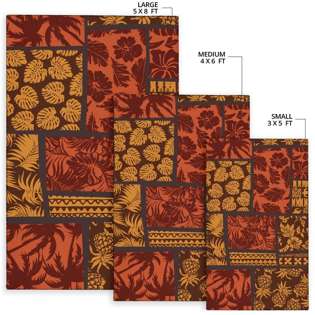 Polynesian Area Rug - Elements Fabric Patchwork Wallpaper - Polynesian Pride