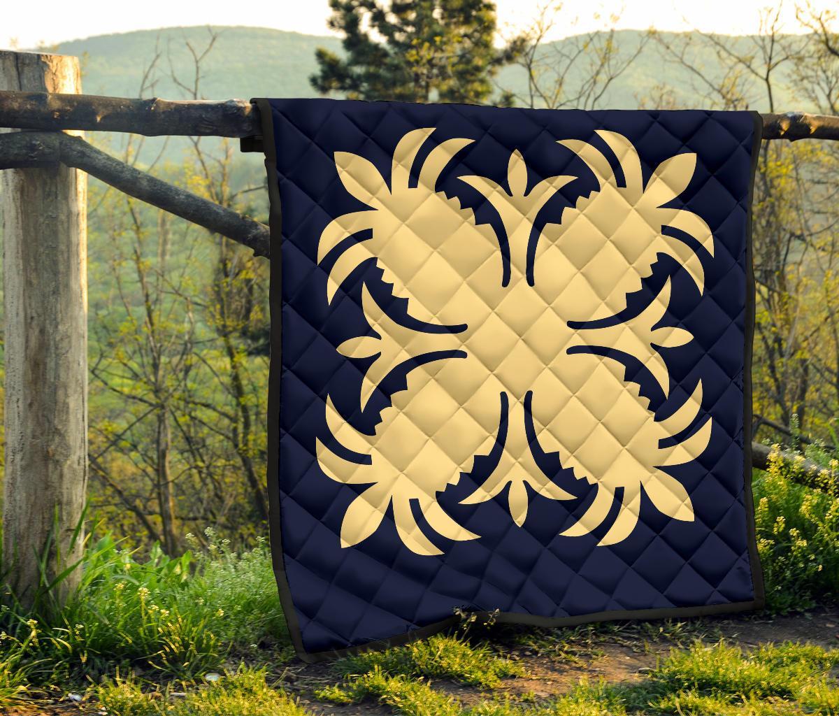 Hawaiian Premium Quilt Royal Pattern - Indigo - A2 Style - AH J2 - Polynesian Pride