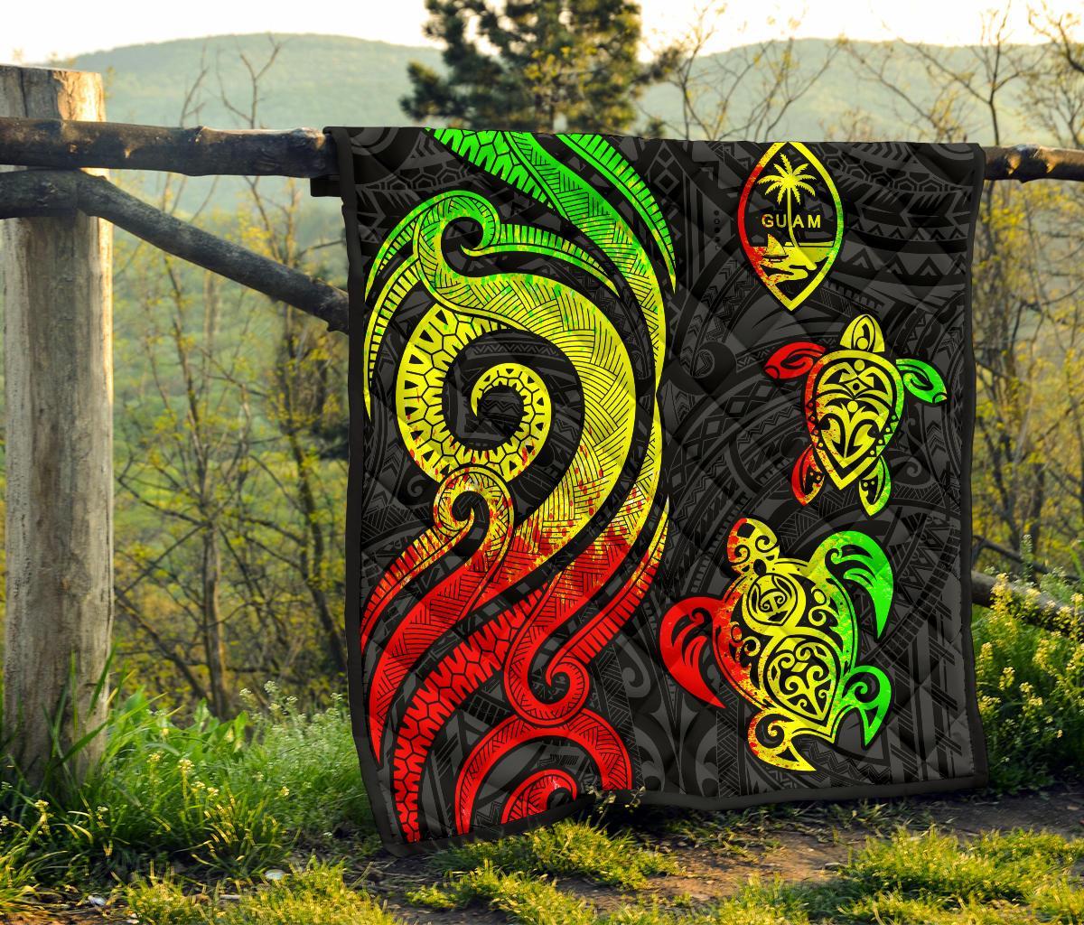 Guam Polynesian Premium Quilt - Reggae Tentacle Turtle - Polynesian Pride