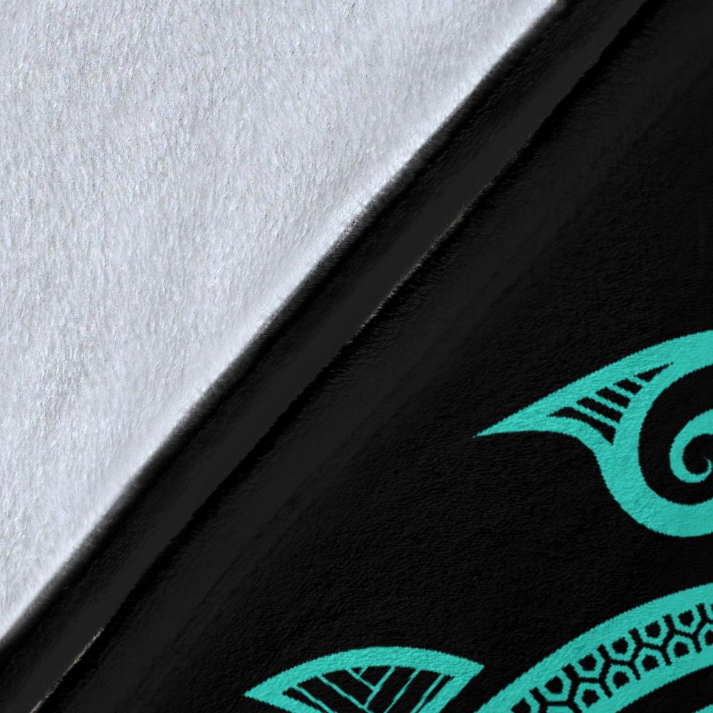 Hawaii Map Plumeria Polynesian Turquoise Premium Blanket - Polynesian Pride