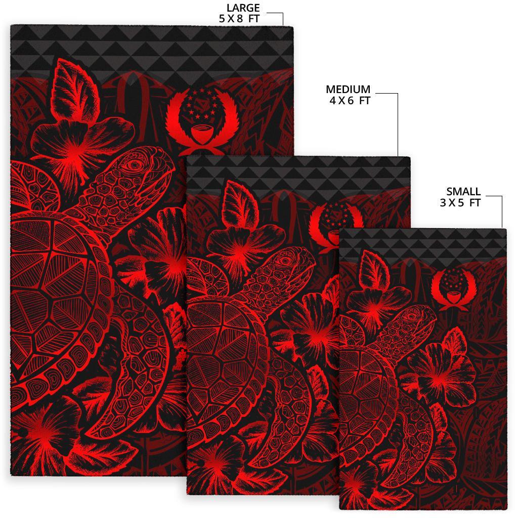 Pohnpei Area Rugs Turtle Hibiscus Red - Polynesian Pride