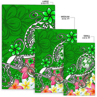 Tonga Area Rug - Turtle Plumeria (Green) - Polynesian Pride