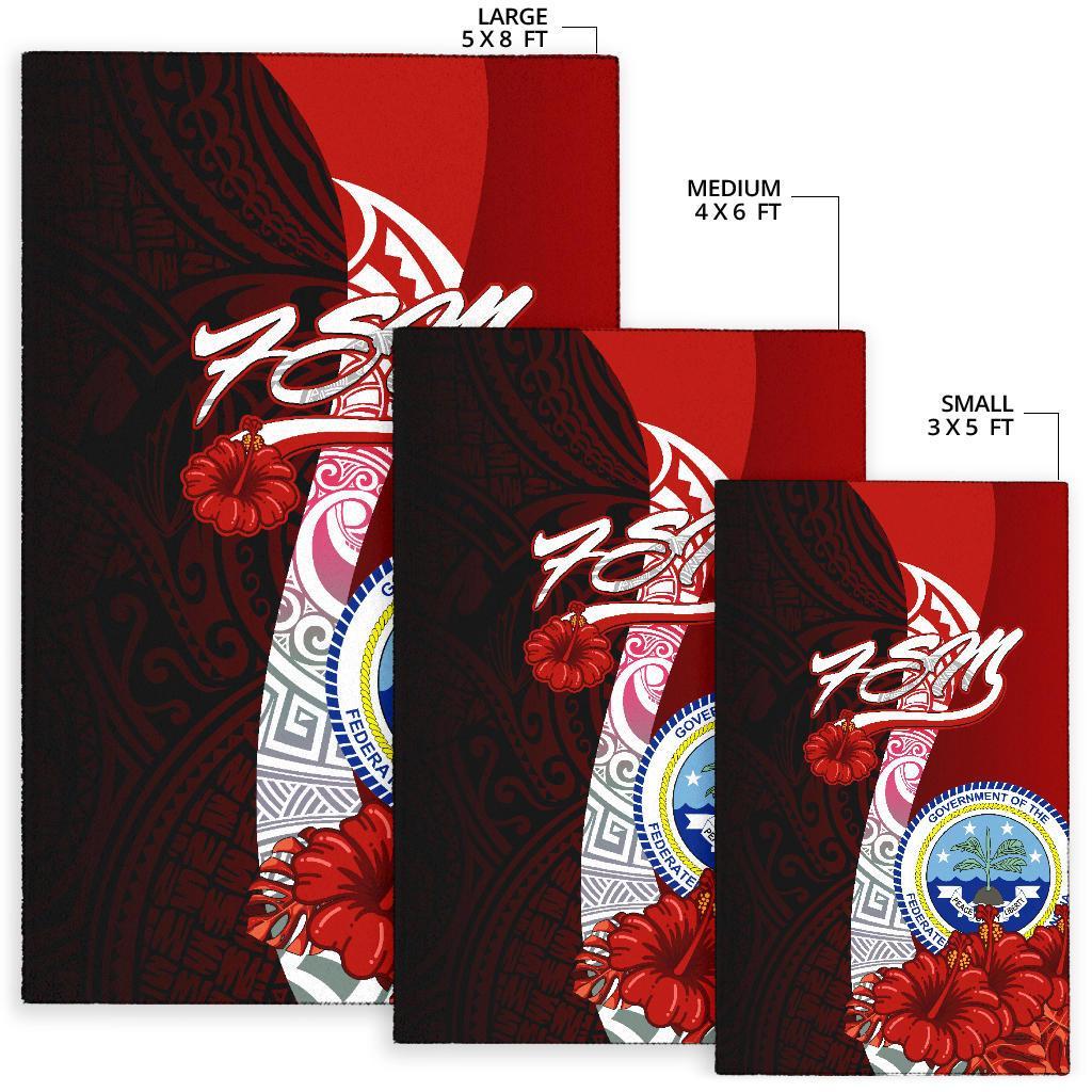 Federated States Of Micronesia Polynesian Area Rug - Coat Of Arm With Hibiscus - Polynesian Pride