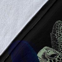 Samoa Polynesian Premium Blanket - Turtle With Plumeria Flowers - Polynesian Pride