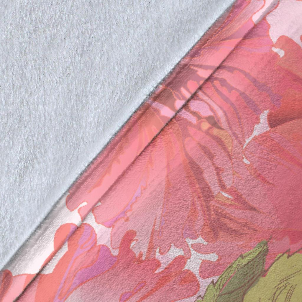 Hawaii Turtle Hibiscus Premium Blanket - Pink Style - Polynesian Pride