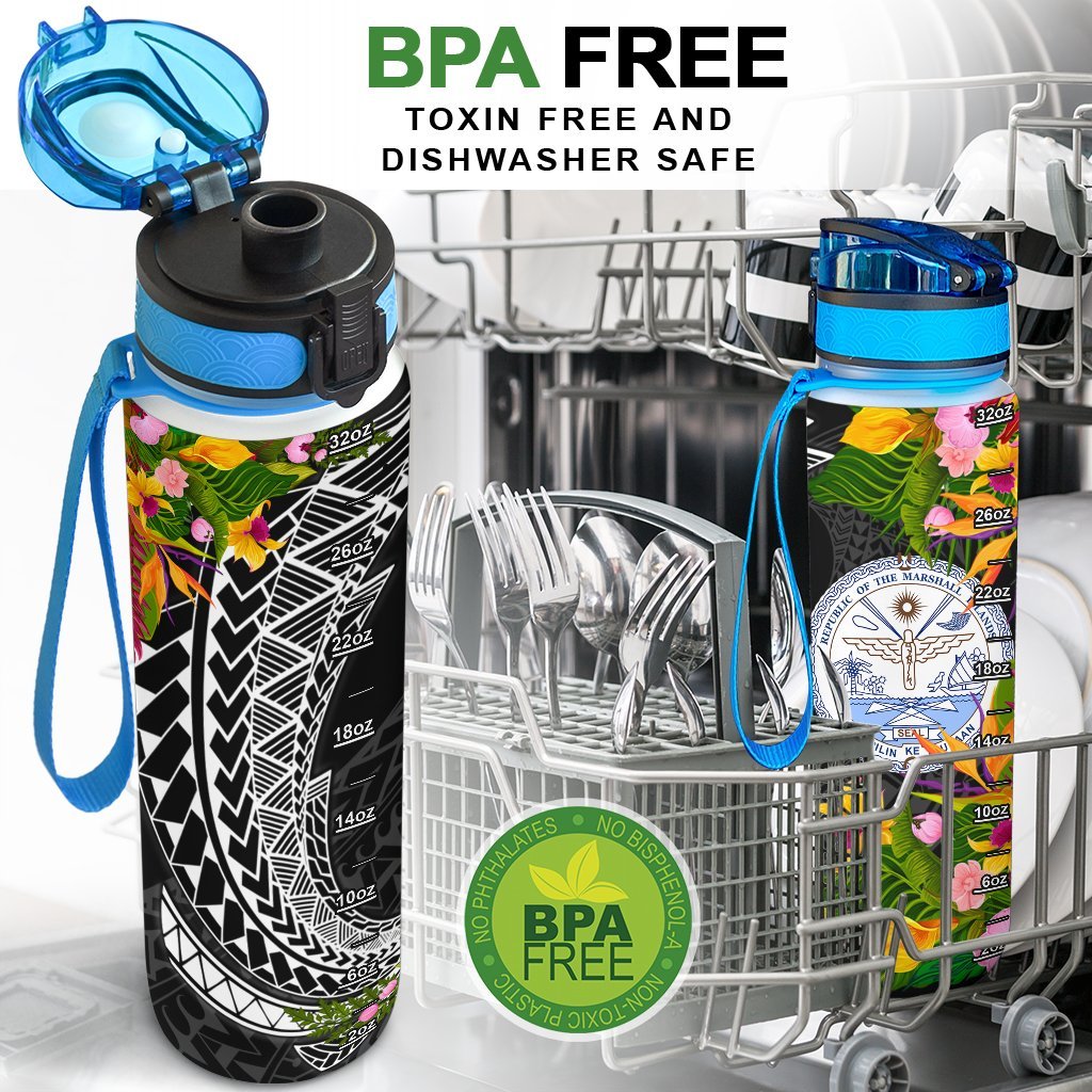 Marshall Islands Hydro Tracking Bottle - Seal Spiral Polynesian Patterns - Polynesian Pride