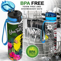 New Caledonia Custom Personalised Hydro Tracking Bottle - Turtle Plumeria Banana Leaf - Polynesian Pride