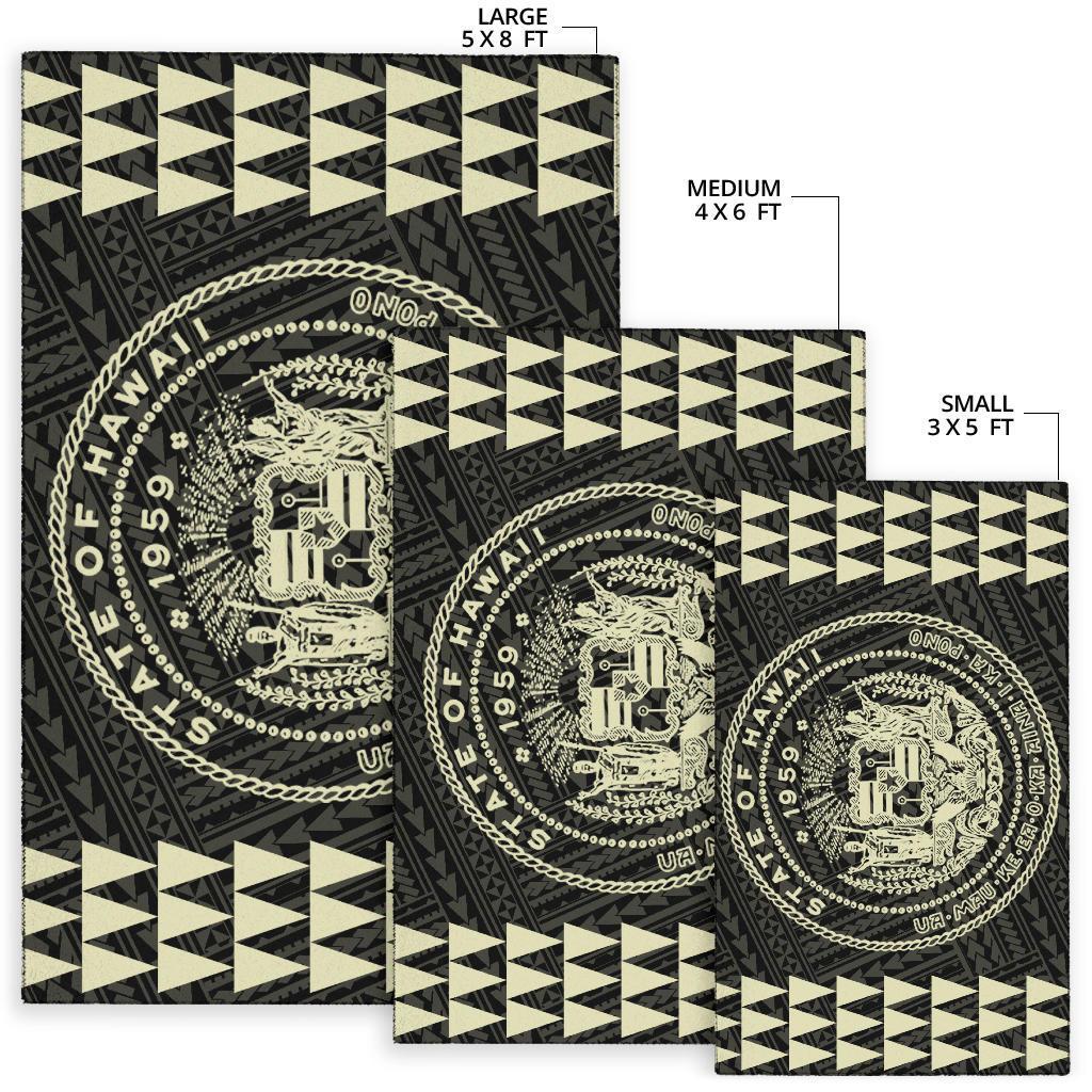 Kakau Seal Of Hawaii Polynesian - Beige Rug - Polynesian Pride