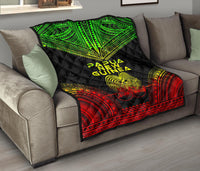 Papua New Guinea Premium Quilt - Papua New Guinea Coat Of Arms Polynesian Chief Reggae Version - Polynesian Pride