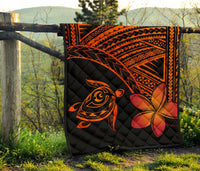 Hawaii Quilt - Hawaii Turtle Plumeria Quilt Orange - Polynesian Pride