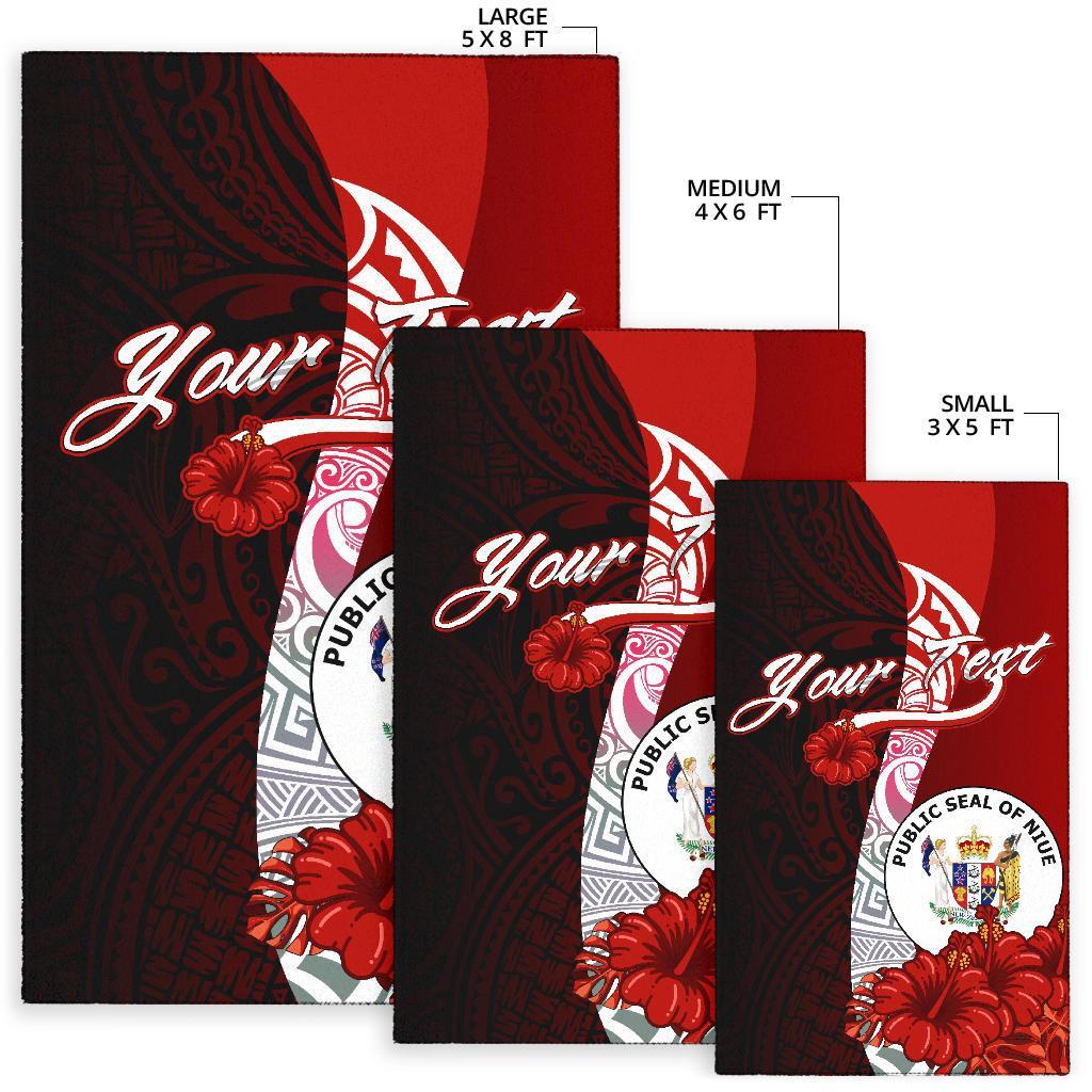 Niue Polynesian Custom Personalised Area Rug - Coat Of Arm With Hibiscus - Polynesian Pride