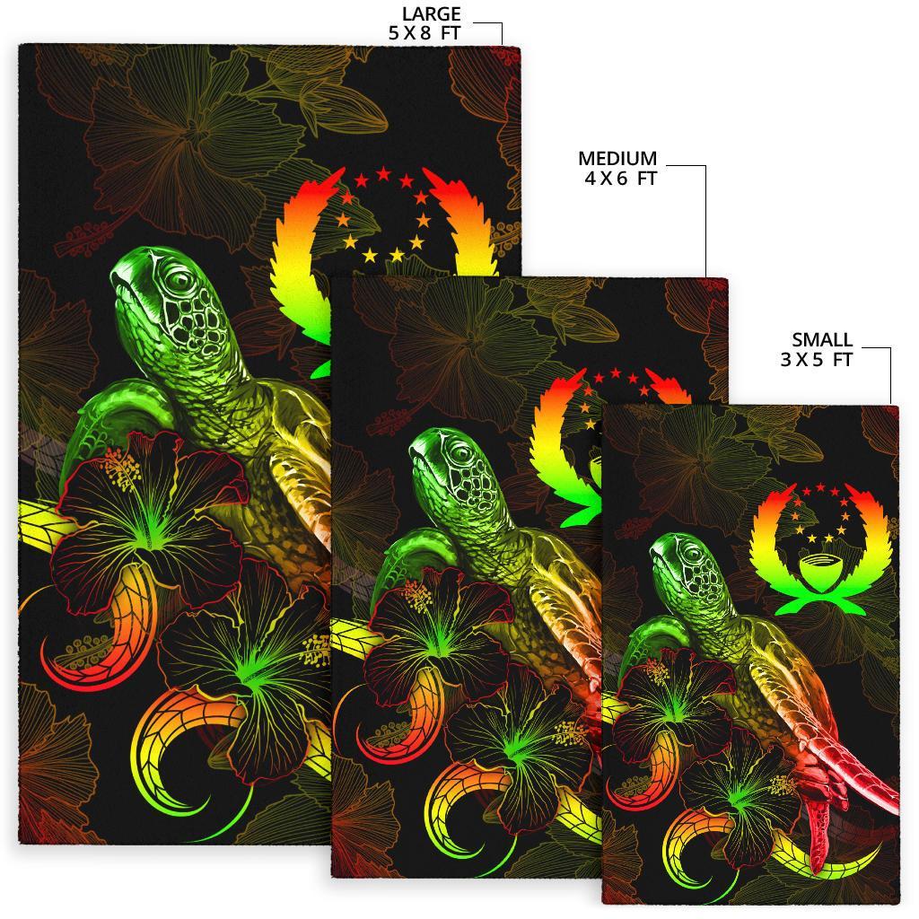 Pohnpei Polynesian Area Rugs - Turtle With Blooming Hibiscus Reggae - Polynesian Pride