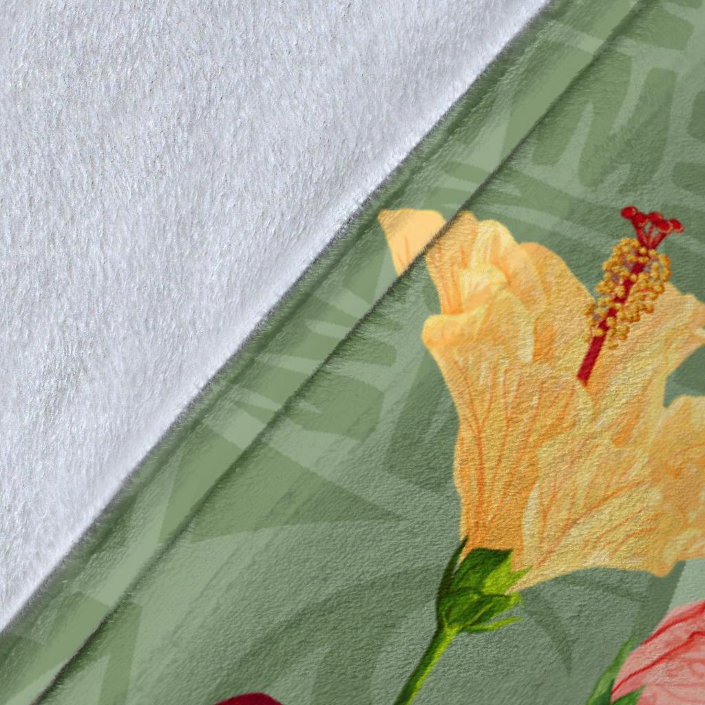 Hawaii Turtle Hibiscus Premium Blanket - Tink Style - Polynesian Pride