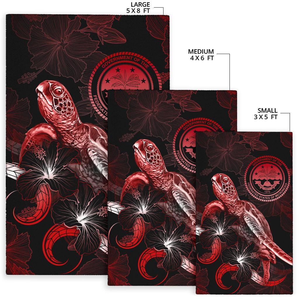 Federated States of Micronesia Polynesian Area Rugs - Turtle With Blooming Hibiscus Red - Polynesian Pride
