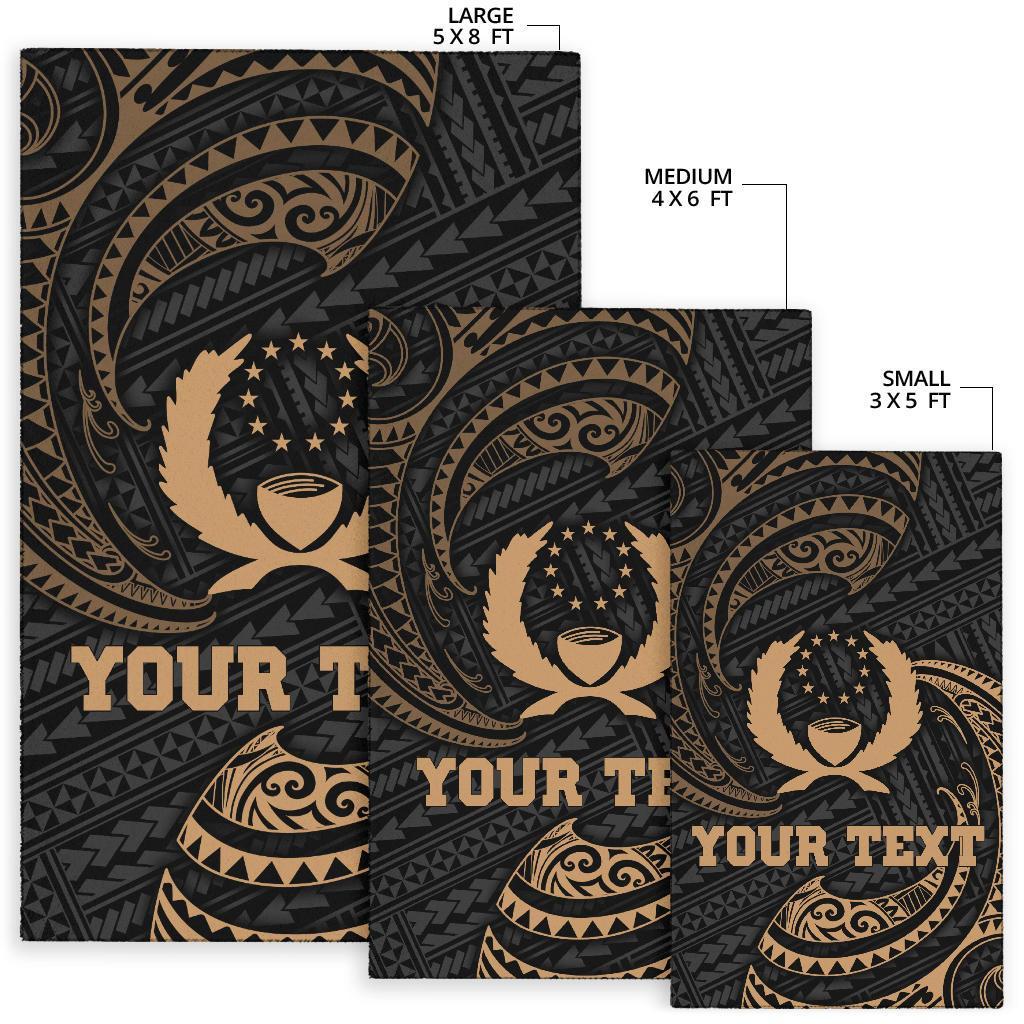 Pohnpei Micronesia Custom Personalised Area Rug - Gold Tribal Wave - Polynesian Pride