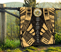 Hawaii Premium Quilt - Polynesian Tattoo Gold - Polynesian Pride