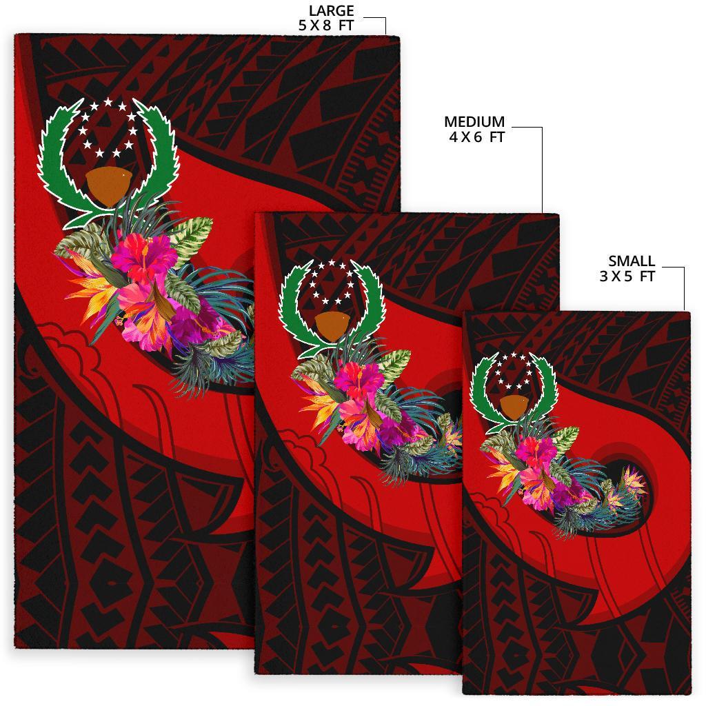 Pohnpei Area Rug - Polynesian Hook And Hibiscus (Red) - Polynesian Pride