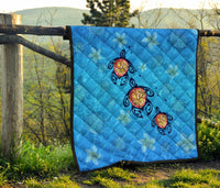 Hawaii Plumeria Turtle In The Ocean Premium Quilt - AH - John Style - Polynesian Pride