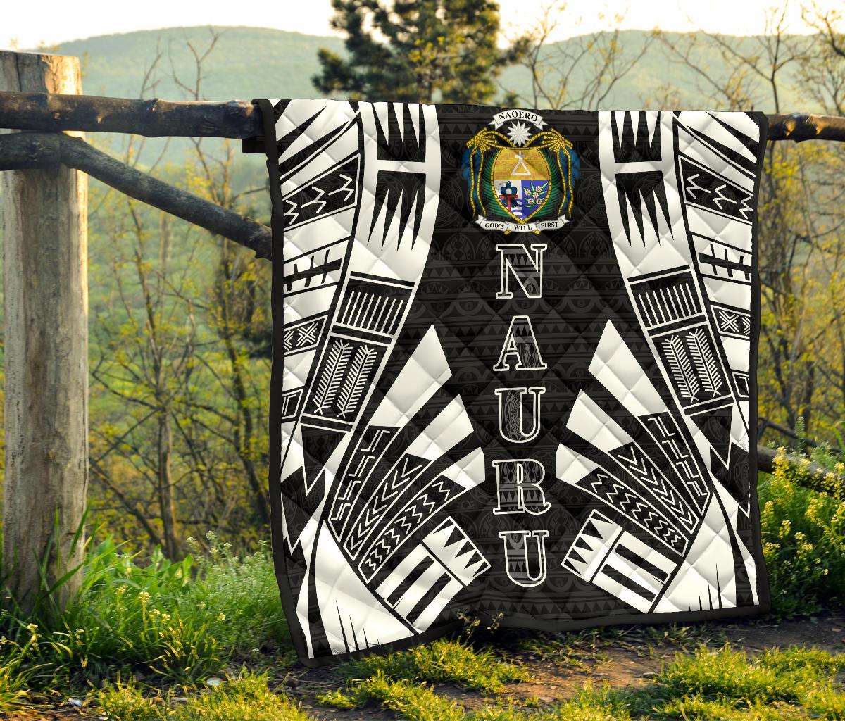 Nauru Premium Quilt - Nauru Coat Of Arms Polynesian White Tattoo - Polynesian Pride
