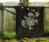 Hawaii Kakau Polynesian Turtle Map Premium Quilt - Beige - Polynesian Pride