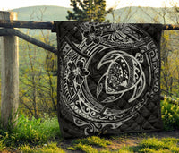 Hawaiian Turtle Polynesian White Premium Quilt - Polynesian Pride