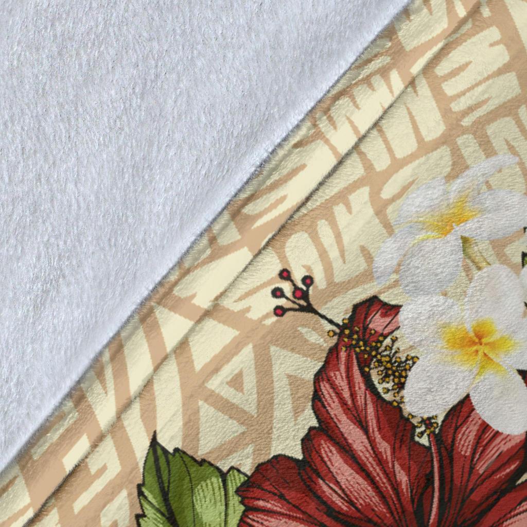 Hawaii Fish Hook Hibiscus Plumeria Polynesian Premium Blanket - Polynesian Pride