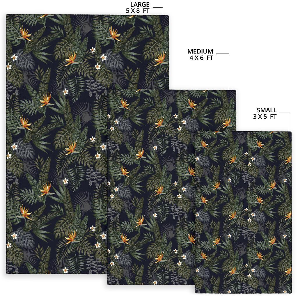 Tropical Leaves And Flowers In The Night Style Rug - Polynesian Pride