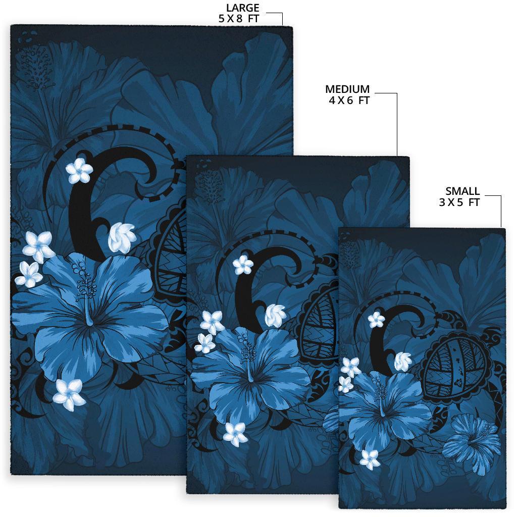 Hawaii Turtle Map Hibiscus Plumeria - Pastel Blue - Polynesian Pride