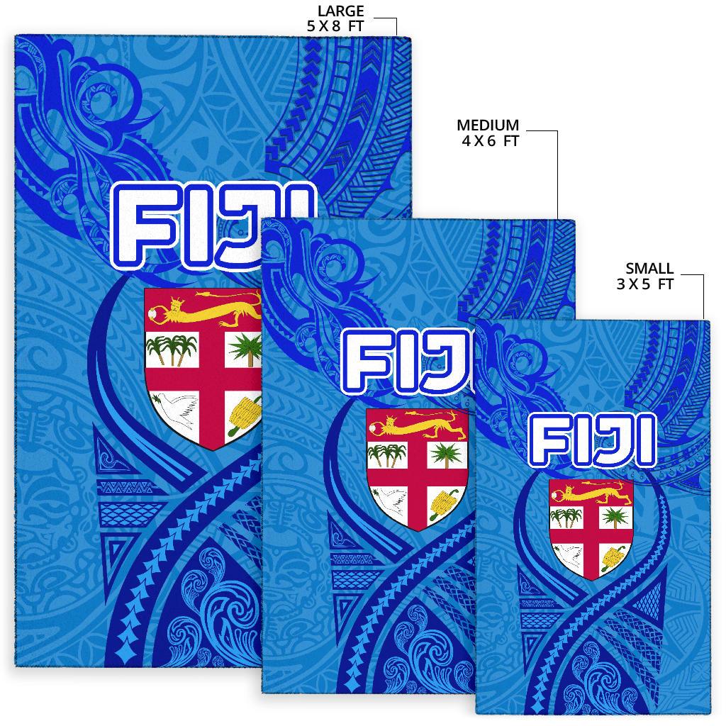 Blue Area Rug Fiji Rugby Polynesian Waves Style - Polynesian Pride