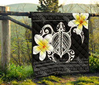 Hawaii Premium Quilt - Turtle Plumeria Flowers Polynesian Pattern - Polynesian Pride