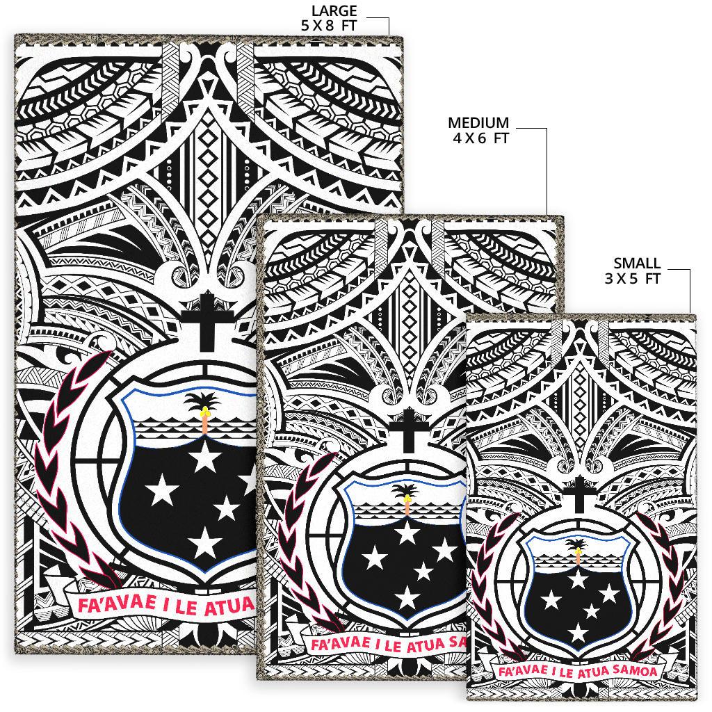 Samoa Area Rug, Samoa Coat Of Arm - Polynesian Tattoo White And Black - Polynesian Pride