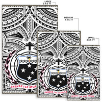Samoa Area Rug, Samoa Coat Of Arm - Polynesian Tattoo White And Black - Polynesian Pride