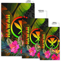 Polynesian Hawaii Kanaka Maoli Polynesian Area Rug - Hibiscus and Banana Leaves - Polynesian Pride