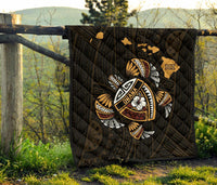 Hawaii Kakau Polynesian Turtle Map Premium Quilt - Polynesian Pride