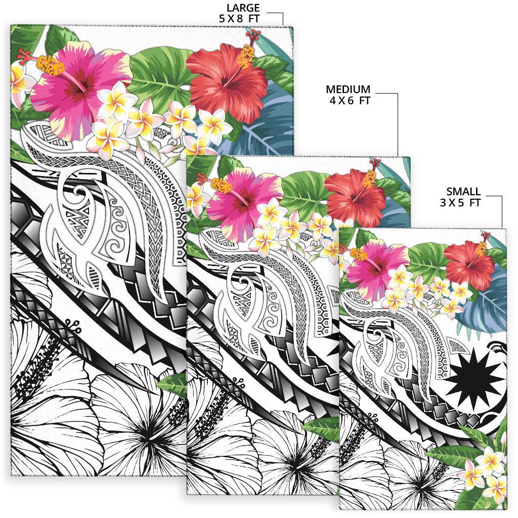 Nauru Polynesian Area Rug - Summer Plumeria (White) - Polynesian Pride