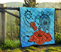 Hawaiian Map Kanaka Sea Turtle Seal Of Hawaii Hibiscus Plumeria Polynesian Quilt - Polynesian Pride
